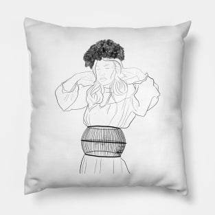 I Will Fly Someday Surreal Woman Portrait Line Art Pillow