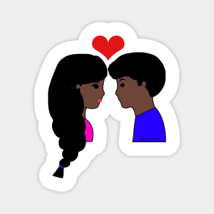 Cute Couple Dark Skin Tone Magnet