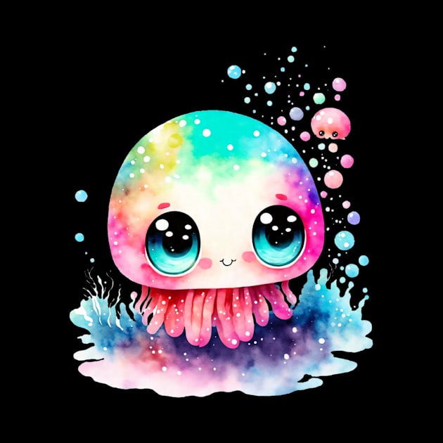 Watercolor Kawaii Style Octopus by RandyRaePrints