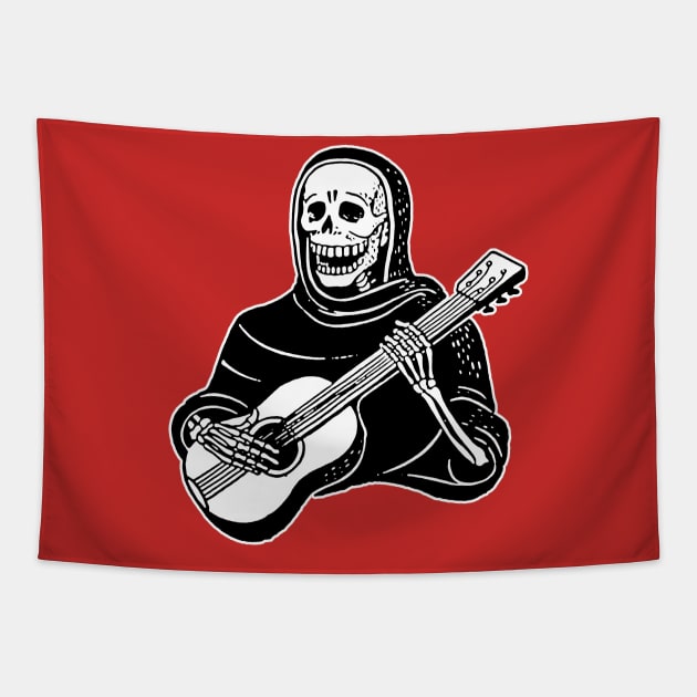 Skeleton Guitarist - Funny Musician Gift Idea Tapestry by DankFutura