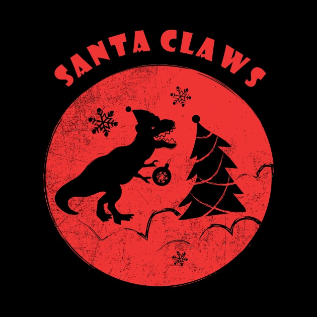 Santa Claws Shirt Funny T-Rex Dino Christmas Tshirt Holiday Gift Christmas Party Dinosaur Tee by NickDezArts