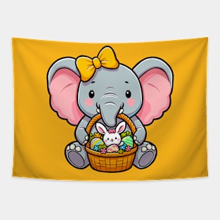 Elephant With Easter Basket Tapestry