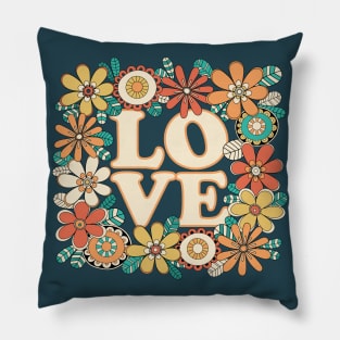 Love Floral Doodle Illustration Pillow