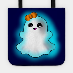 A Cute Little Ghost Girl With An Orange Bow! Tote