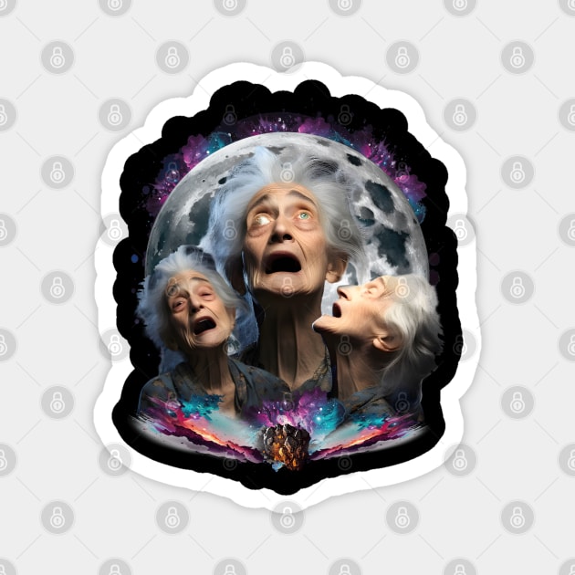 Crazy Old Woman Howling at the Moon Magnet by BankaiChu