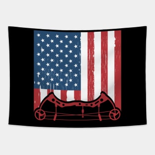 Archery Bow Hunting Usa Flag Tapestry