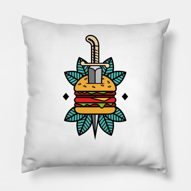 Burger Tattoo Pillow by Woah_Jonny