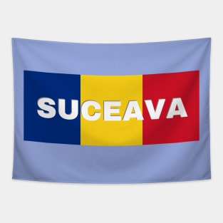 Suceava City in Romanian Flag Tapestry