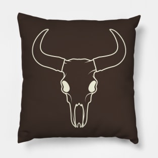 Aesthetic Lineart Buffalo Skull Pillow