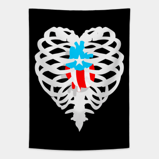 Puerto Rican Flag Heart X-Ray Tapestry