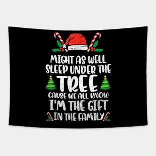 Might Funny As Well Sleep Under The Tree Happy Christmas Tapestry