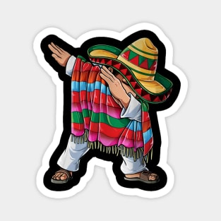 Dabbing Mexican Poncho Cinco de Mayo Boys Men Short Sleeve Sombrero Dab 2024 Magnet