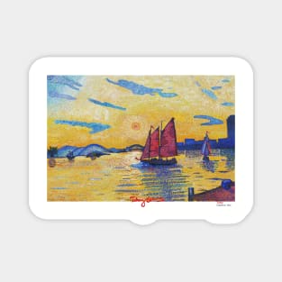 New York Sunset with sail boat Magnet