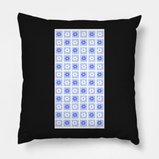 Vintage Aesthetic Minimalist Flower Grid Design Phone Case in Blue Pillow