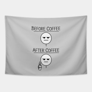 Funny Before and After Coffee Drawing Tapestry