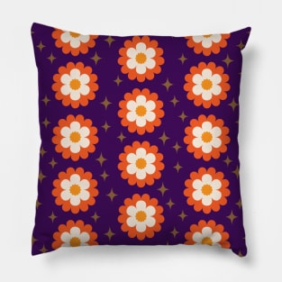 70s Flower Power Daisy Pattern Pillow