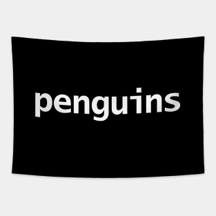 Penguins Minimal Typography White Text Tapestry