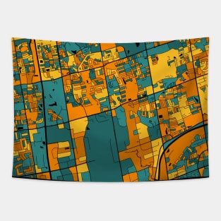 Vaughan Map Pattern in Orange & Teal Tapestry