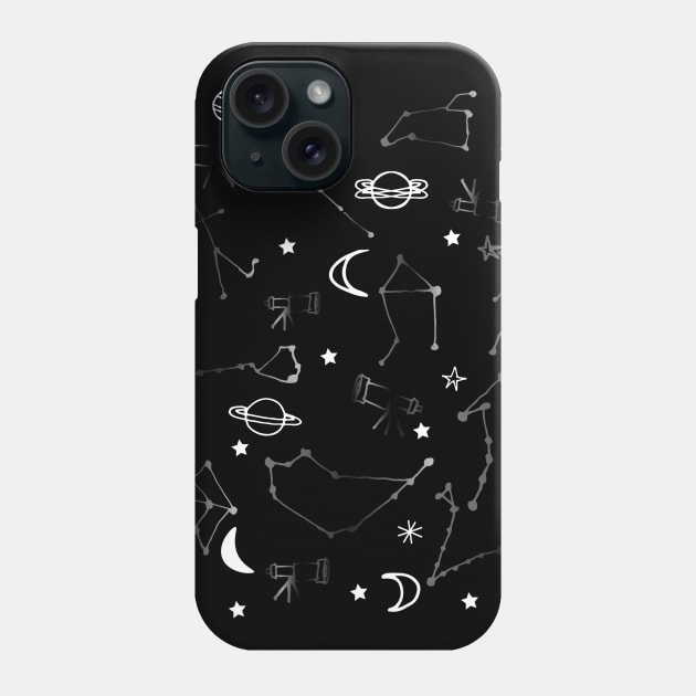 Astrology Pattern Black Phone Case by bruxamagica