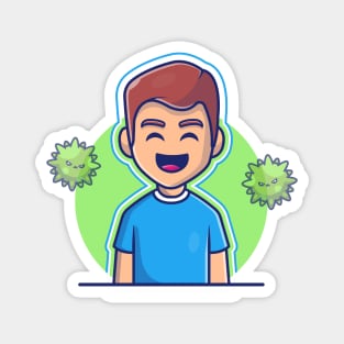 Boy With Strong Immunity Cartoon Magnet