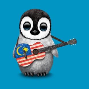 Baby Penguin Playing Malaysian Flag Guitar T-Shirt