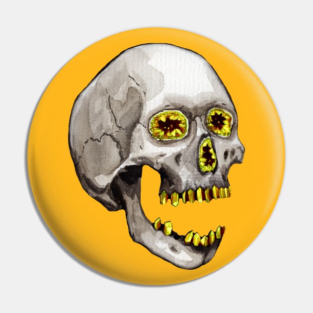 Citrine Geode Crystal Skull Pin by Heather Dorsch Creations