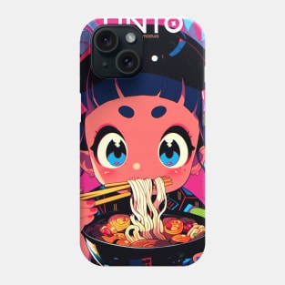 Cute Anime Girl |  Ramen Noodles | Hentaii Chibi Kawaii Design Phone Case