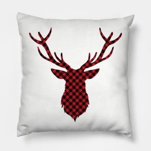 Plaid Deer Head Pillow