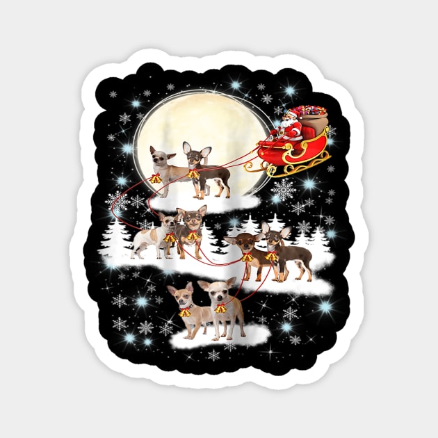 Cute Chihuahua Xmas Chihuahua Sled Santa Dog Magnet by Barnard