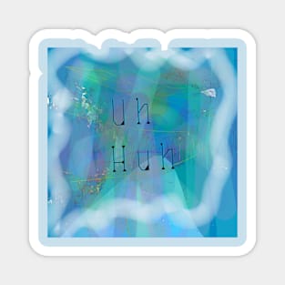 Abstract Art: Playful "Uh" Design in Bold Black & Blue Magnet