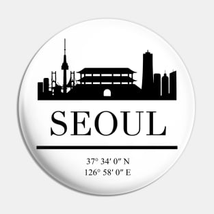 SEOUL SOUTH KOREA BLACK SILHOUETTE SKYLINE ART Pin