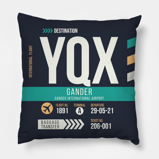 Gander (YQX) Airport Code Baggage Tag Pillow by SLAG_Creative