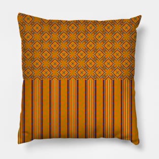 Pattern orange stripes and iridescent floral ornaments Pillow