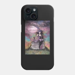 Enchanted Twilight Witch Cat Fantasy Art by Molly Harrison Phone Case