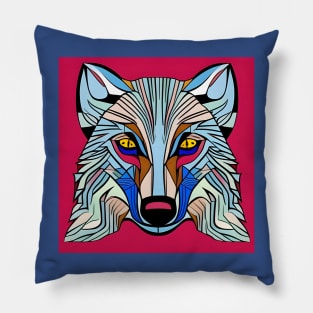 Comic Book Art Wolf Face Pillow