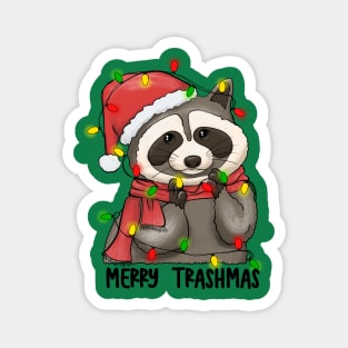 Merry Trashmas, Cute Adorable Raccoon Trash Panda Festival Holiday Design Magnet