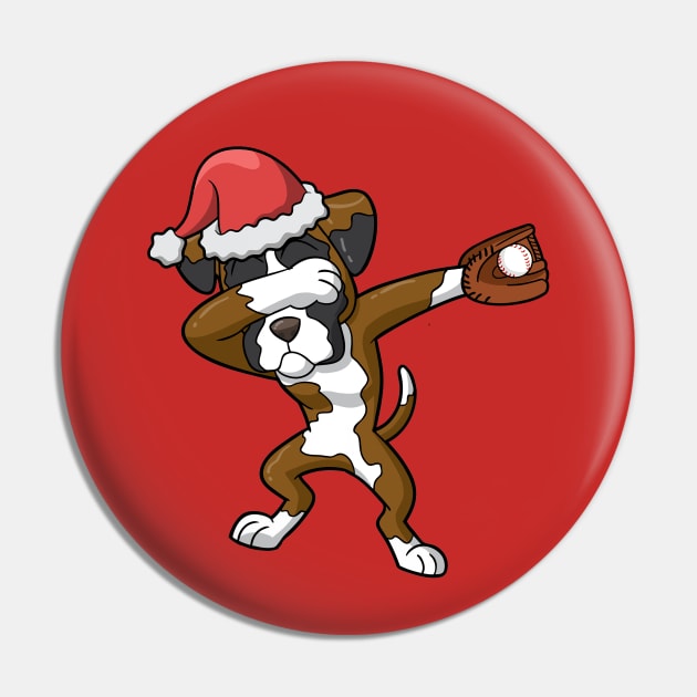 Boxer Dog Santa Claus Baseball Pin by E