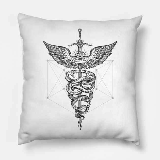 Caduceus_Black Pillow by spicoli13