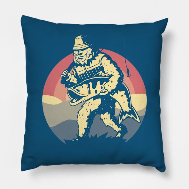 Fishing with Bigfoot: Reeling in the Fun Pillow by Life2LiveDesign