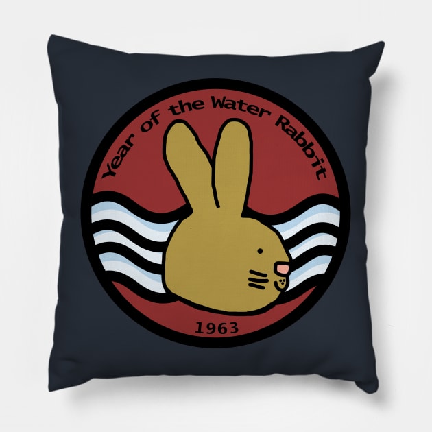 Water Bunny Year of the Rabbit 1963 Pillow by ellenhenryart