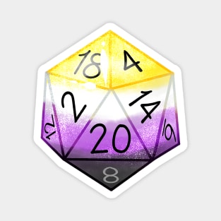 Nonbinary Pride D20 Dice Magnet