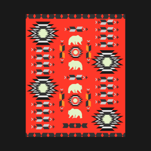 Tribal decor with bears in red T-Shirt