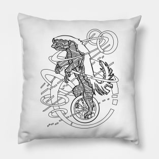 Honey Badger on a Unicycle Don't Care Pillow