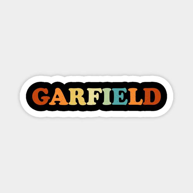 Retro Vintage Garfield Name color Magnet by dkdesign96