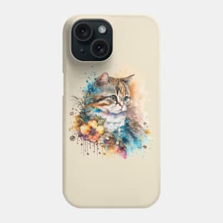 Feline Floral Art: Watercolor Elegance Phone Case