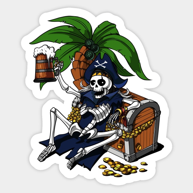 Skeleton Skull Bones Pirate Scary Cool Funny Gift' Sticker