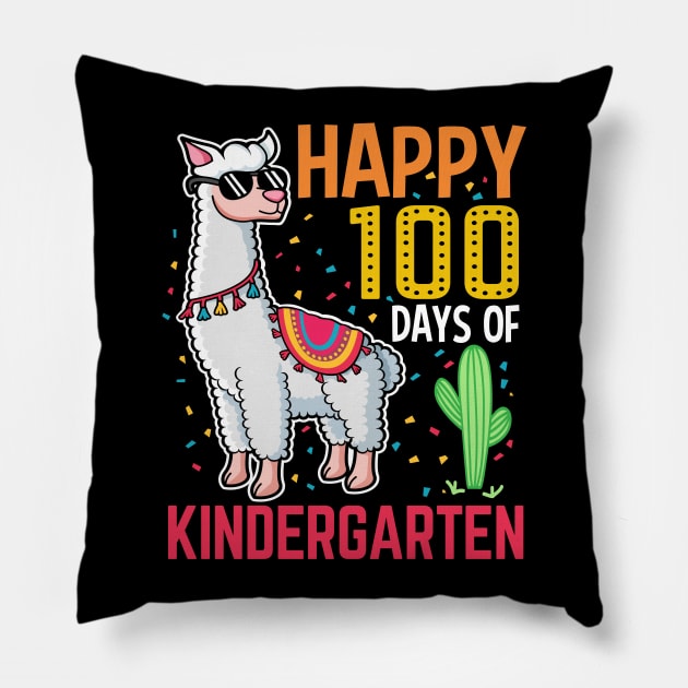 Llama Happy 100 Days Of Kindergarten Students Teacher Pillow by HCMGift