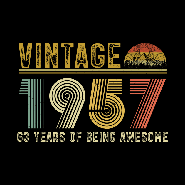 Vintage 1957 63rd Birthday 63 Years Old Awesome Since 1957 by Harle