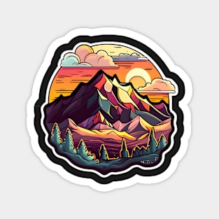 Sunset Mountain Sticker #7 Magnet