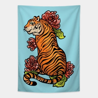 Tiger and Flowers Tapestry